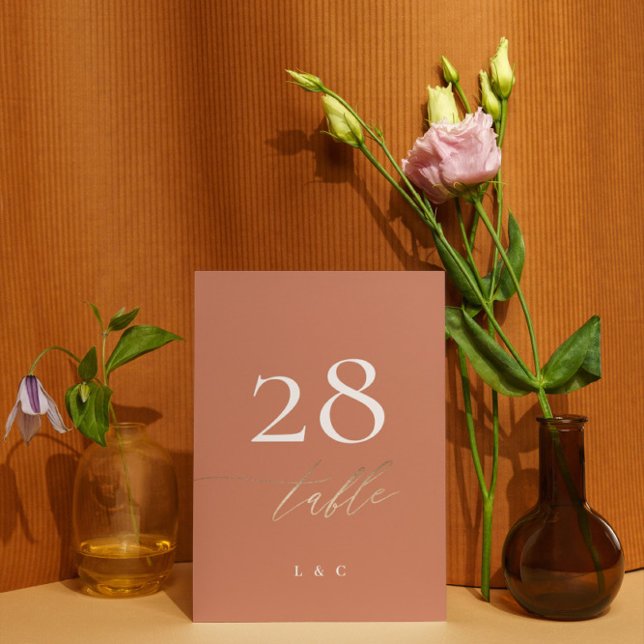 Numéro De Table Terracotta Dusty Orange Elegant Boho Mariage Or (Créateur téléchargé)