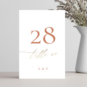 Numéro De Table Terracotta Dusty Orange Elegant Boho Mariage Or