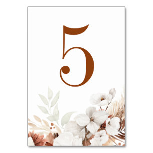 Numéro De Table Terracotta et Boho floral blanc élégant