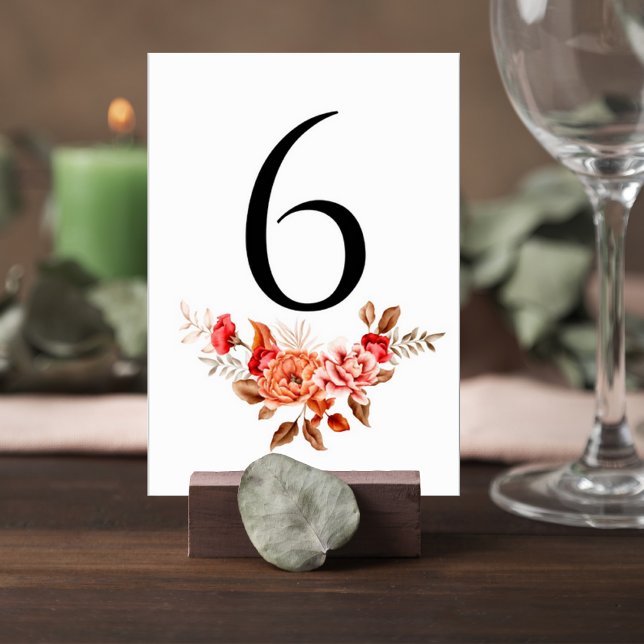Numéro De Table Terracotta Floral Wedding Table Number Card (Créateur téléchargé)