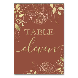 Numéro De Table Terracotta & Gold Peony Mariage Floral moderne