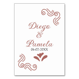 Numéro De Table Terracotta noir rustique espagnol mariage couple f