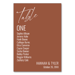 Numéro De Table Terracotta simple et élégant contemporain 