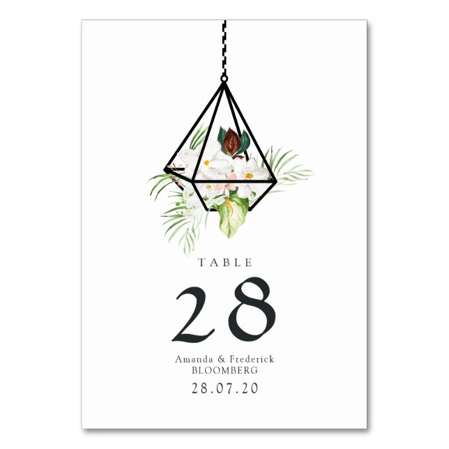 Numéro De Table Terrarium Floral Pastel Rustique Mariage Jardin (Par défaut)