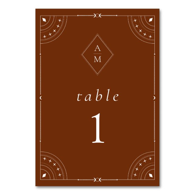 Numéro De Table Terre Cuite Lune et Étoiles Célestes (Par défaut)