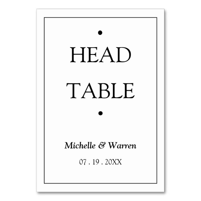 Numéro De Table Tête personnalisée noir et blanc (Par défaut)