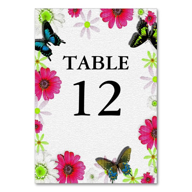 Numéro De Table Texture mosaïque avec Mariage Fleurs et Papillons (Par défaut)