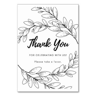 Numéro De Table Thank You Sign - Flat - Black and White Floral