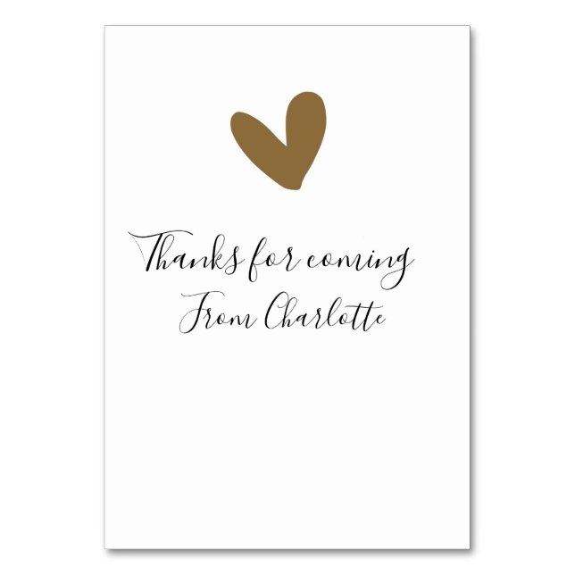 Numéro De Table thanks for coming add name text message gold heart (Par défaut)