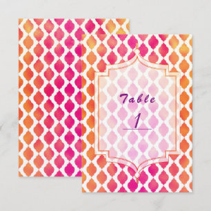 Numéro de table thème de fête marocaine rose et or