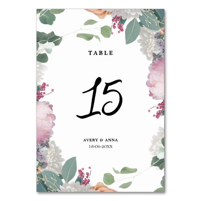 Numéro De Table Thème de mariage floral (Par défaut)