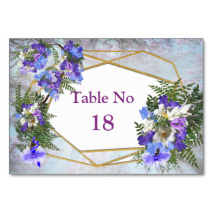 Numéro De Table Thème géométrique or et fleurs de jacaranda