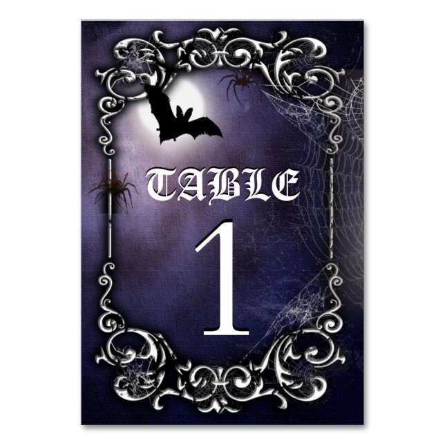 Numéro De Table Thème gothique d'Halloween avec chauve-souris et p (Dos)