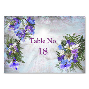 Numéro De Table Thème Jacaranda Blooms & Bouquet de Lys