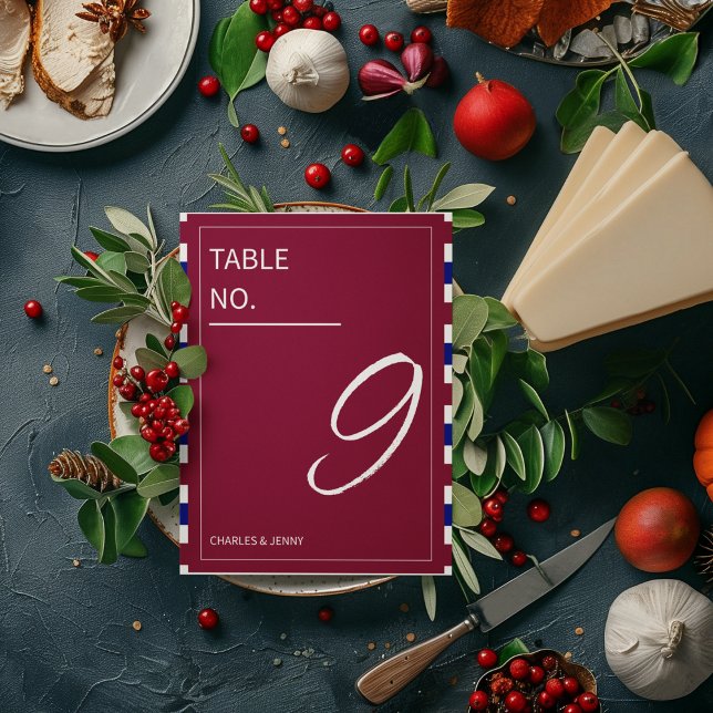 Numéro De Table Thème Royal Red et Blue Mariage (let your table card too speak your wedding theme.)