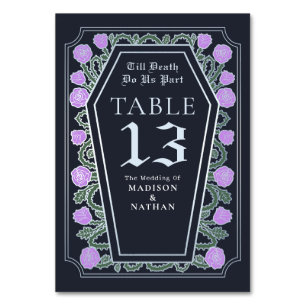 Numéro De Table Till Death Lilac Rose Bleu Mariage gothique