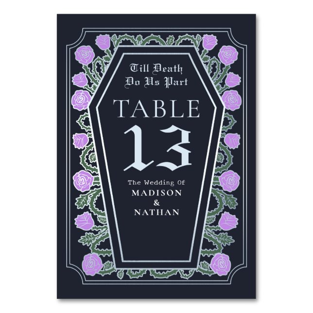 Numéro De Table Till Death Lilac Rose Bleu Mariage gothique (Par défaut)