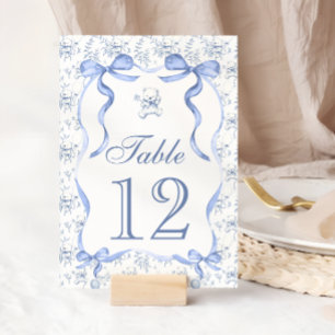 Numéro de table Toile Ours en peluche Vintage Baby