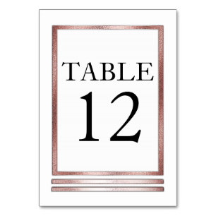 Numéro De Table Ton or rose Blanc Moderne Simple Élégant