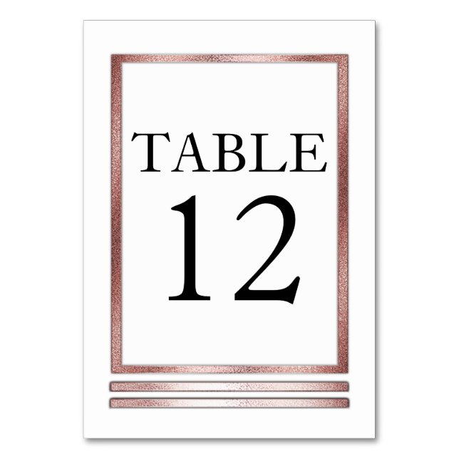 Numéro De Table Ton or rose | Blanc Moderne Simple Élégant (Par défaut)