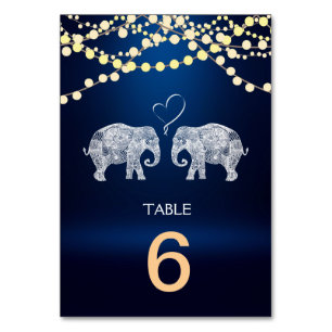 Numéro De Table TONNES D'AMOUR-ÉLÉphant Lumières De Nuit Menu+Cart
