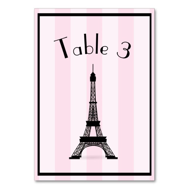 Numéro De Table Tour Eiffel Chic Paris Rose (Par défaut)