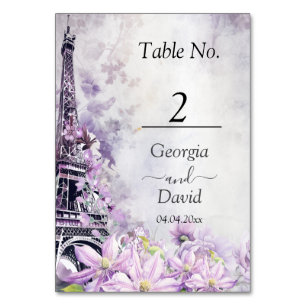 Numéro De Table Tour Eiffel Lavender Romance Mariage