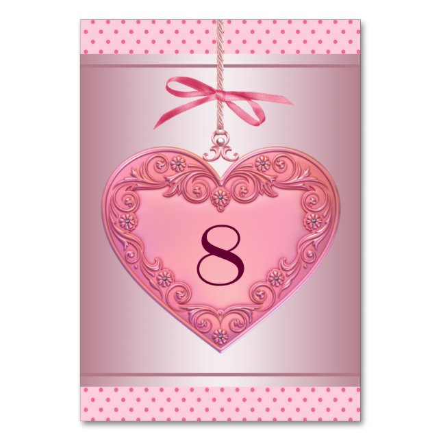 Numéro De Table Tourbillon de cœur rose point rose (Par défaut)
