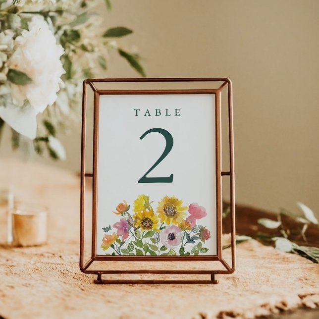 Numéro De Table Tournesol Aquarelle Jaune Florale Mariage personna (Créateur téléchargé)