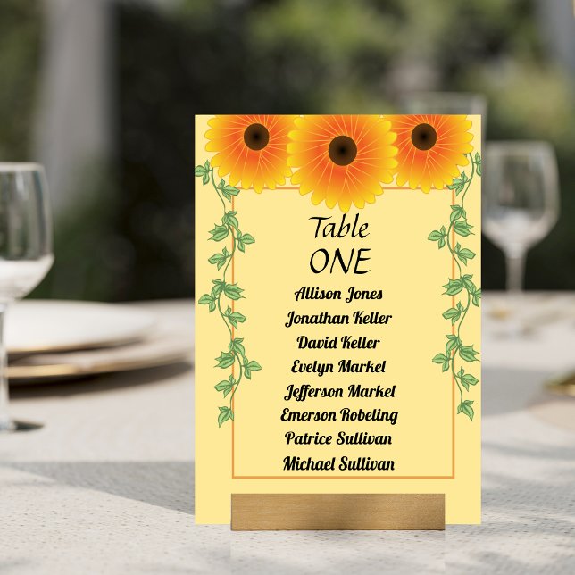 Numéro De Table Tournesol ensoleillé levant  (Créateur téléchargé)