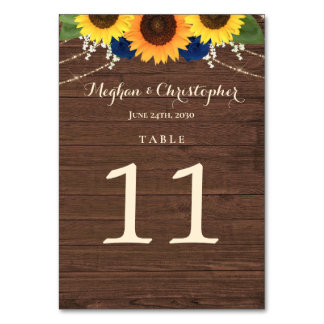Numéro De Table Tournesol Russe Rose bleu Mariage en bois