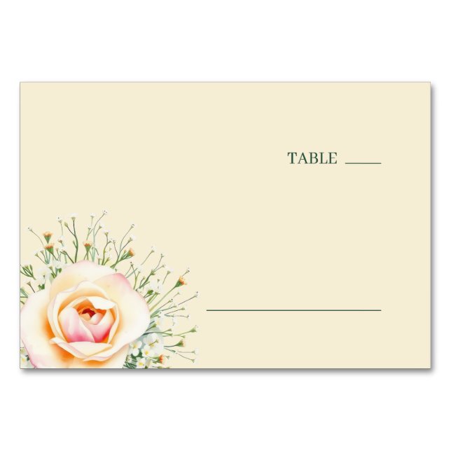 Numéro De Table Tranquil Pastel Botanical Rose (Devant)