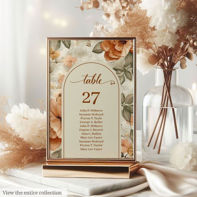 Numéro De Table Trendy Boho Burnt Orange Ivory Sage Floral Wedding (Trendy Boho Burnt Orange Ivory Sage Floral Wedding Table Number

)