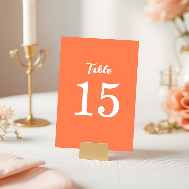 Numéro De Table Trendy Modern Coral Pink Orange Wedding (Créateur téléchargé)