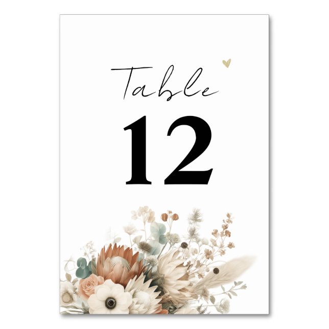 Numéro De Table Trendy Terracotta Flowers Modern Wedding (Par défaut)