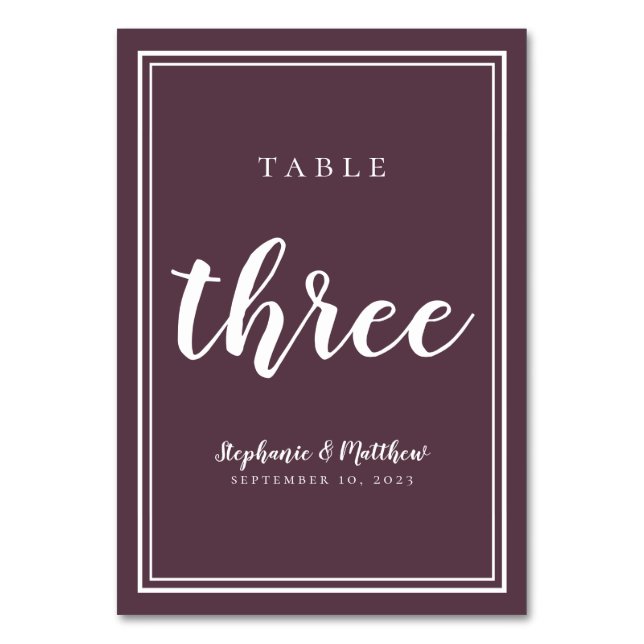 Numéro De Table Trois chiffres de table Mariage simple moderne (Dos)