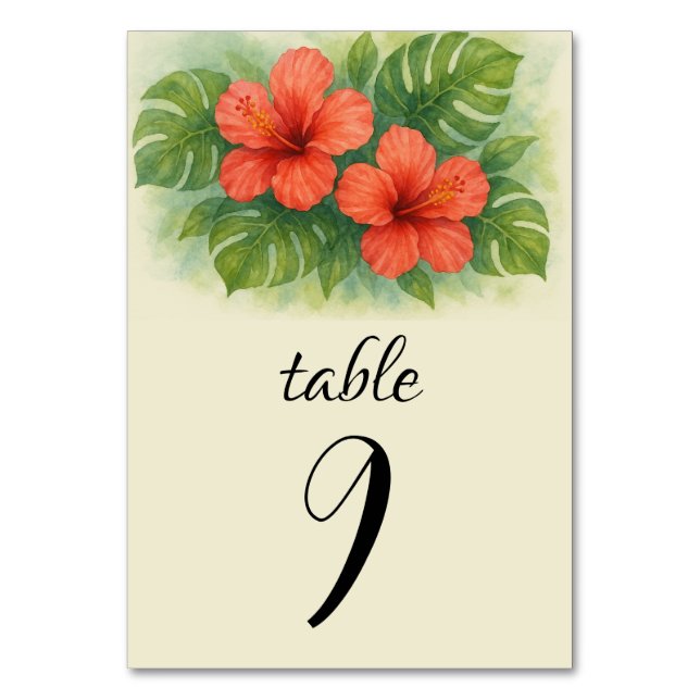 Numéro De Table Tropical Beach Island Hawaiian Hibiscus Mariage (Par défaut)