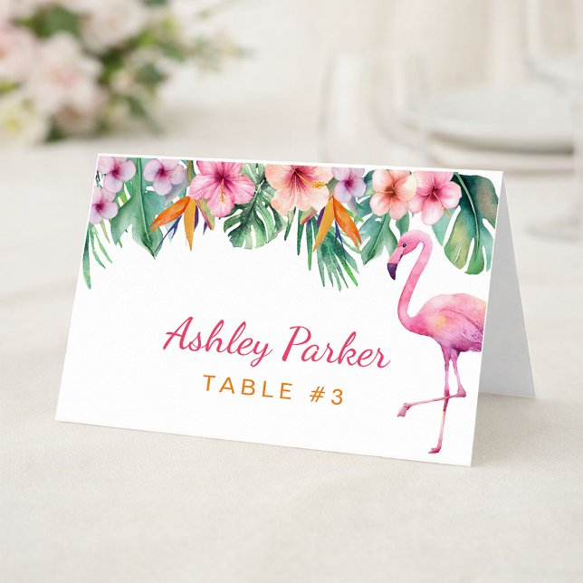 Numéro De Table Tropical Flamingo Baby Shower Guest Table Card (Table Number Card)