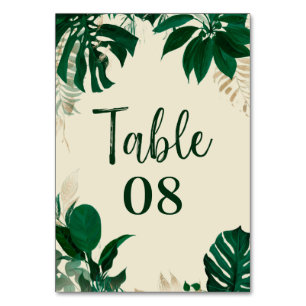 Numéro De Table Tropical Foliage Vert tendance & Mariage Feuille