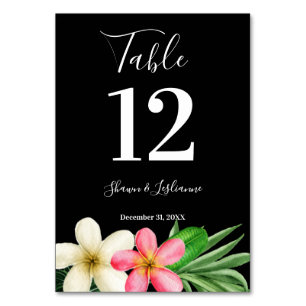 Numéro De Table Tropical Hawaiian Floral Black