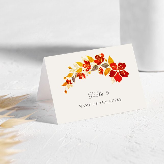 Numéro De Table Tropical Hibiscus Florals Wedding Place Card (Créateur téléchargé)
