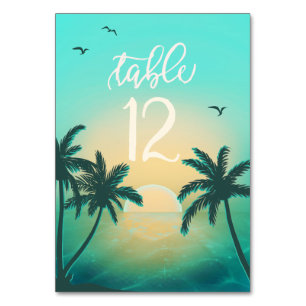 Numéro De Table Tropical Isle Sunrise Mariage Turquoise ID581