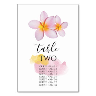 Numéro De Table Tropical Plumeria Frangipani Mariages