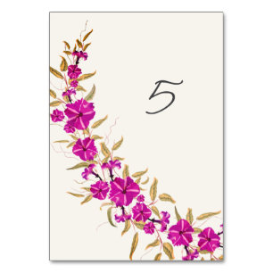 Numéro De Table Trumpet sauvage violet Vin Fleur Jardin Mariage
