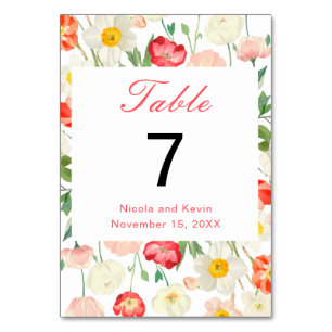 Numéro De Table Tulipes et Daffodils Mariage de printemps