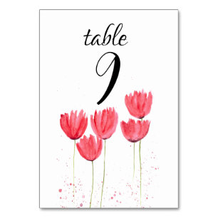 Numéro De Table Tulipes roses Printemps fleurs Mariage