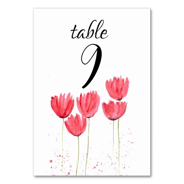 Numéro De Table Tulipes roses Printemps fleurs Mariage (Par défaut)