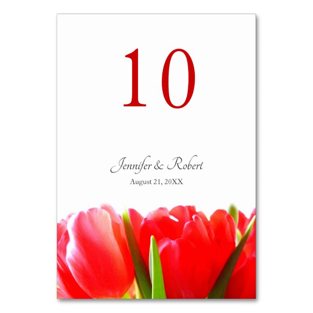 Numéro de table Tulipes rouges (Par défaut)