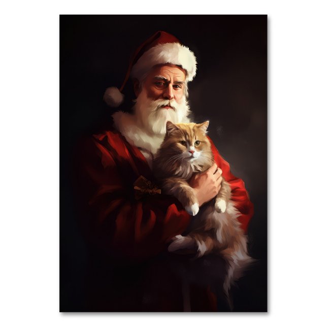 Numéro De Table Turc Angora Chat Santa Claus Festif Noël (Par défaut)