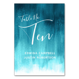Numéro De Table Turquoise aqua abstraite table d'art moderne numér